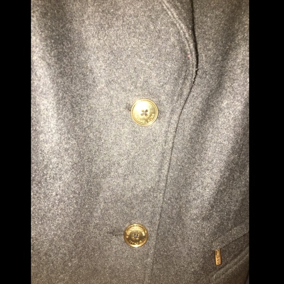 Gray Michael Kors Long Pea Coat with Gold hardware - Picture 2 of 8